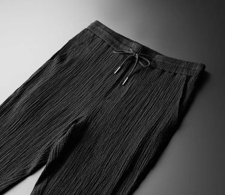 Men's Ethnic Style Ice Silk Thin Short Sleeve T-Shirt Casual Plus Size Loose Top Mid Sleeve Set Summer Sports Two Piece_viptrois.com