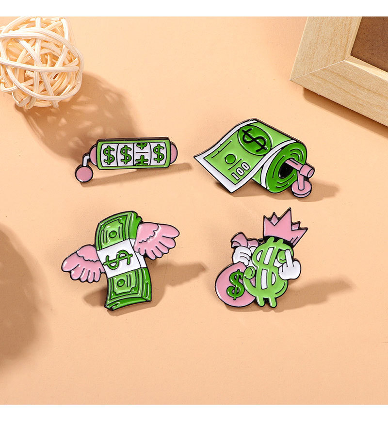 Casual, Daily Occasion Cute Modern Style Pin Letter Dollar Alloy Enamel Unisex Brooches