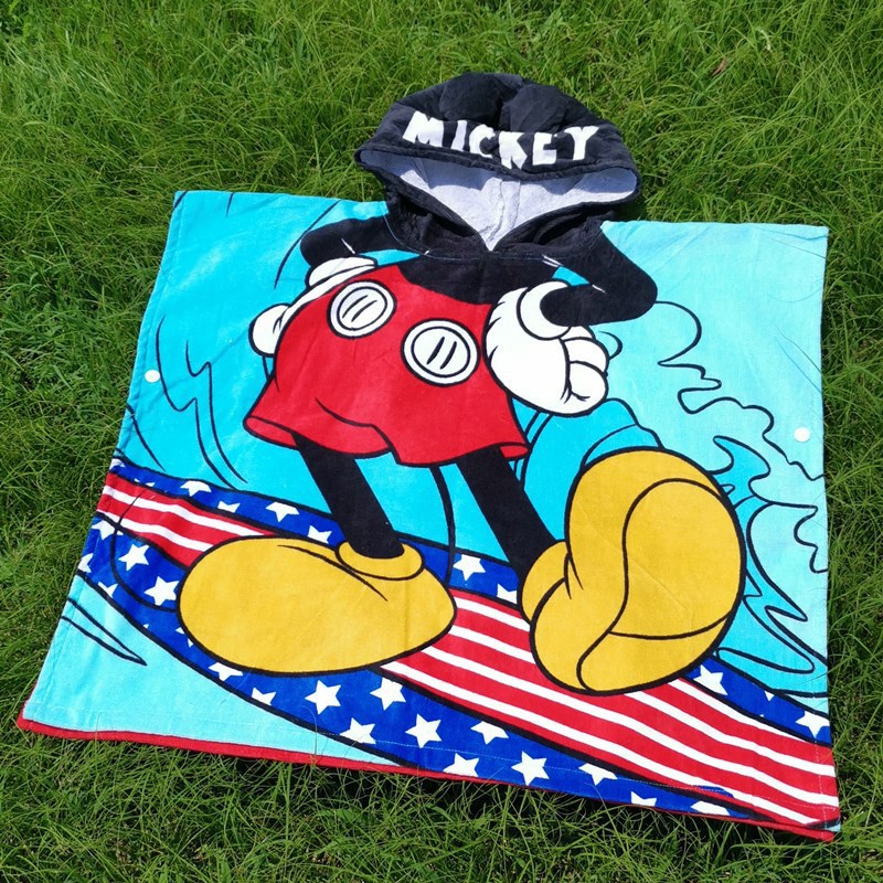 Albornoz para niños exportado a Europa, toalla de impresión reactiva única, sin formaldehído, puede usar toalla de baño con capucha de algodón puro