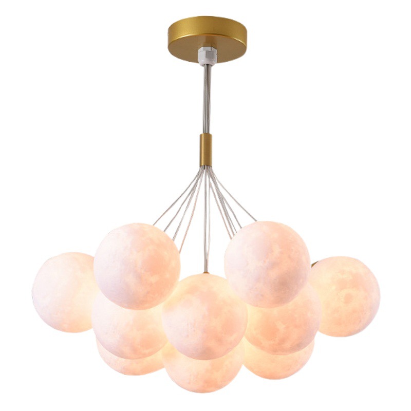 Lámpara de araña Grand View Garden para sala de estar, lámpara nórdica de burbujas con forma de luna para dormitorio, lámpara colorida con forma de planeta para comedor y sala de estar, accesorios de iluminación Zhongshan 542L