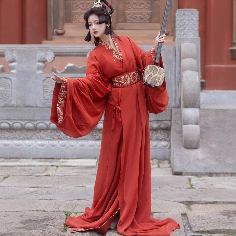 Wei and Jin Dynasty Style Restored Robes, Ancient Costumes with Long Skirts, Original Hanfu for Women with Trailing Skirts, New Models in Large Sizes, Inspired by the Dream of Chu and Chibi Tombs, and the Warring States Period