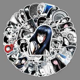 50张卡通富江恐怖日漫涂鸦行李箱旅行箱冰箱汽车不干胶防水贴纸