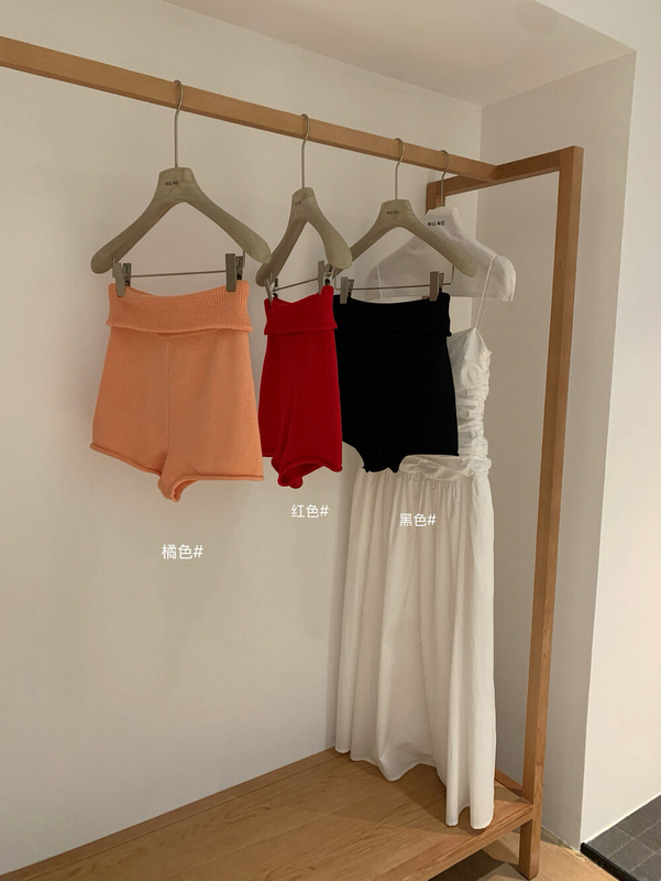 WGWE 夏の女性の夏の韓国スタイルのシンプルで多用途なスリムで快適なニット弾性ハイウエストカジュアルショーツ W6584|undefined