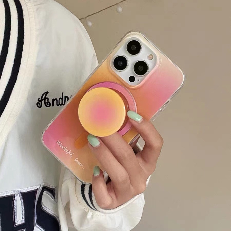 Nicho ins Sunset gradiente magnético soporte para iPhone13 funda para teléfono móvil 15ProMax Apple 14P hembra 12