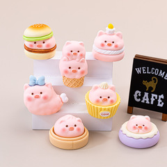 かわいい豚のおもちゃ DIY 装飾アクセサリークリエイティブかわいいブラインドバッグ立体樹脂車のミニチュア装飾品