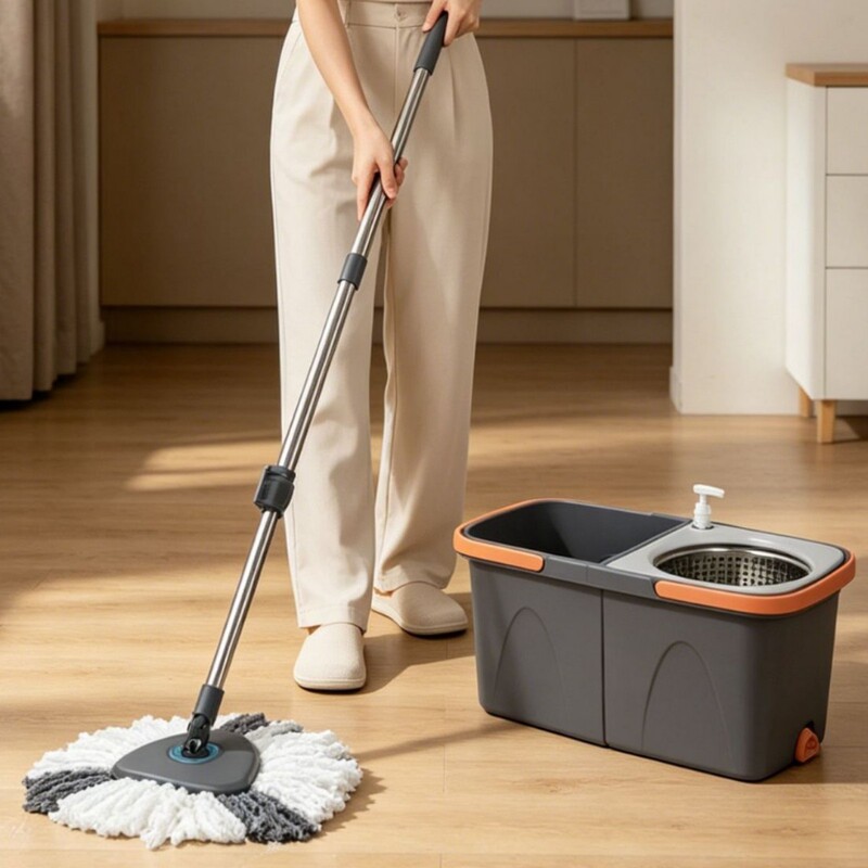 New Model Triangular Mop with Detachable Bucket, Rotating Mop, Mop Separation Bucket, Magic Mop, Folding Bucket Mop Set