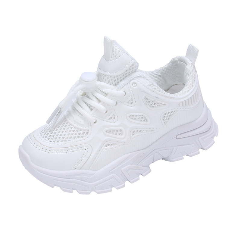 Zapatos deportivos para niñas, zapatos de moda para niños, zapatos casuales de primavera y otoño 2024 nuevos zapatos blancos para niños, zapatos transpirables de malla para padres