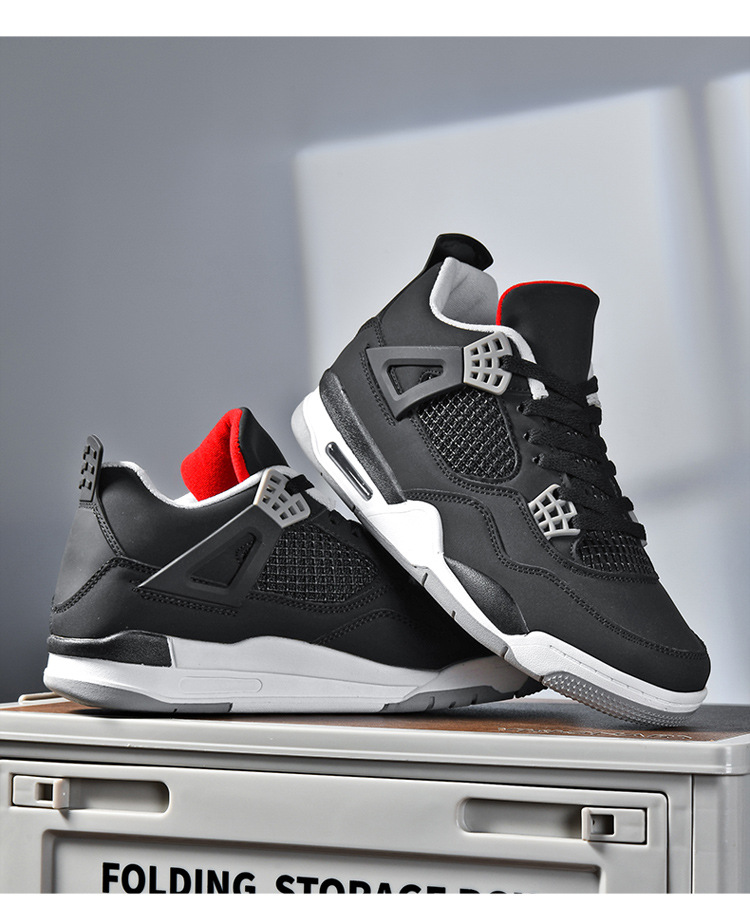 Giày thể thao nam AJ4 phong cách đường phố, sneaker unisex dễ phối đồ — AJ4 đen xám chi tiết 11