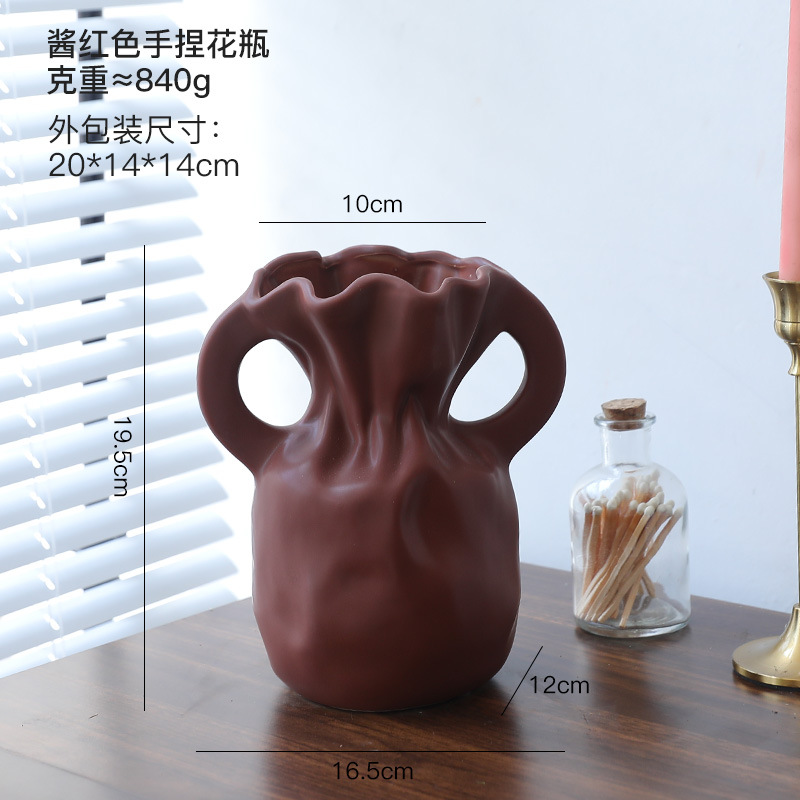 Morandi moderno vasos de cerámica estriados decoración de estudio sala de estar flor geométrica decoración de sala de alojamiento modelo