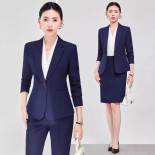 Purple Blue Suit suit Women's 2024 Autumn New Professional suit High-level Temperament Slimming Waist Work Suit