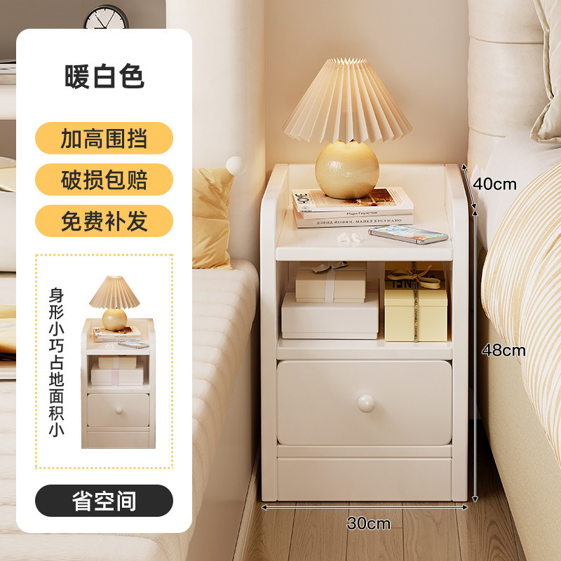 Mesita de noche para casas de alquiler, estante simple, moderno, pequeño y simple, armario de ranura ultra estrecho, armario lateral, armario de almacenamiento de dormitorio