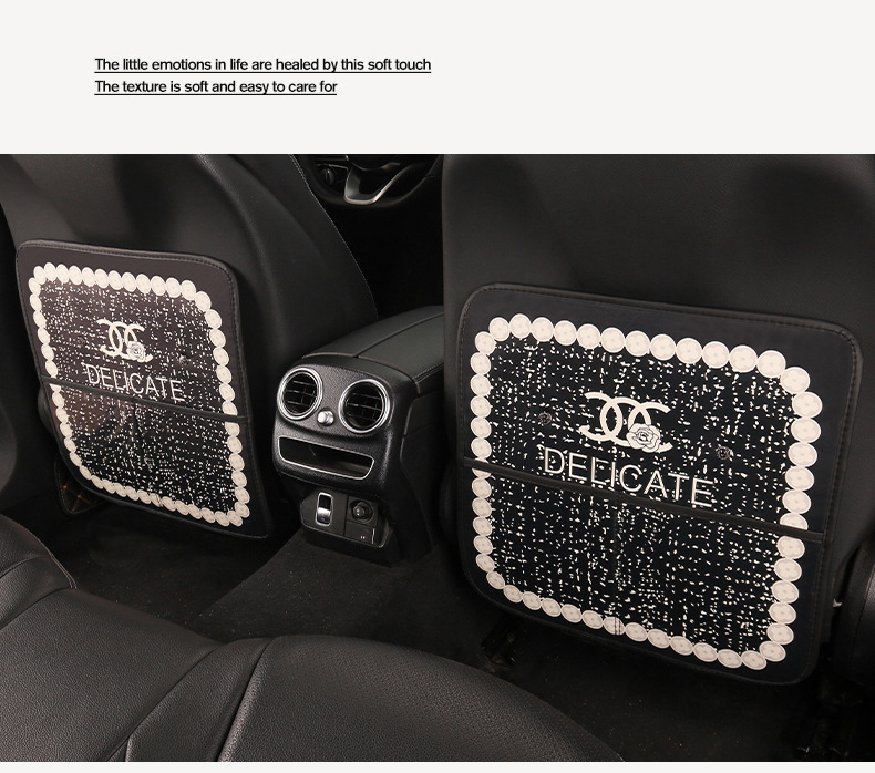 Women's Fashionable Car Seat Back Anti-Kick Pad Car Seat Back Anti-Fouling Pad Children's Anti-Kick Pad with Storage Strap