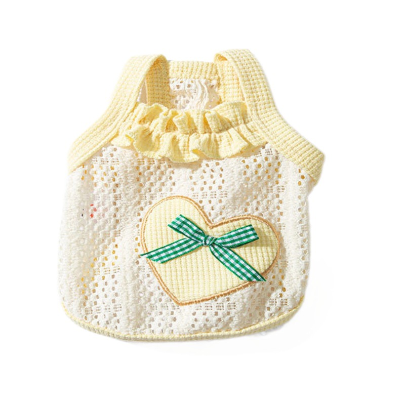 Chaleco hueco de dos patas primavera y verano ropa de perro amor arco eslingas Teddy Bear ropa de mascotas
