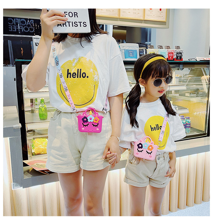 90g Weight Nylon Lining Material Zipper Closure Type Single Shoulder Strap Strap Type Animal Pattern White, Pink, Red Color Cute Cartoon  Silicone Bag 11