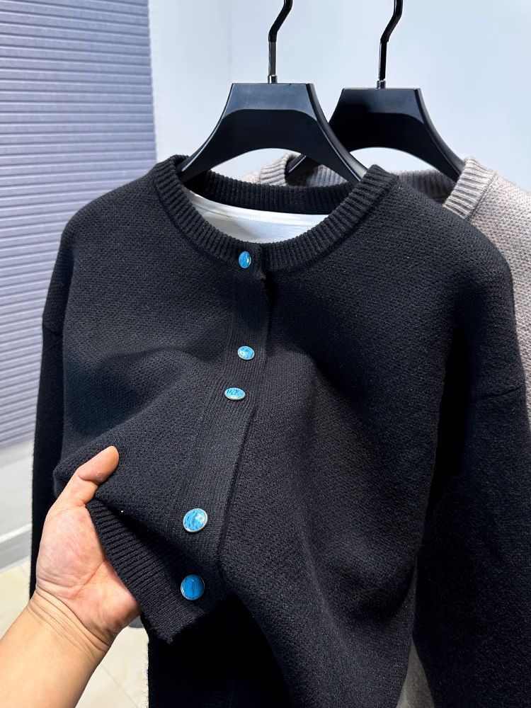 Herren Cardigan In Türkis Gestrickter Strickpullover Mit Knöpfen_voghion.com