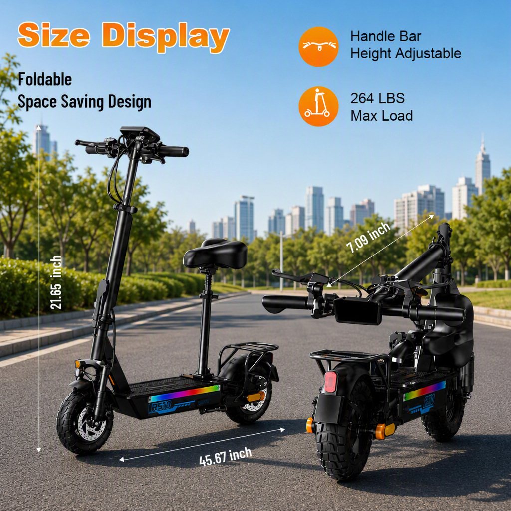 European and American overseas warehouse cross-border electric scooter with long range, 10-inch foldable, 1200W high power, long range for adults