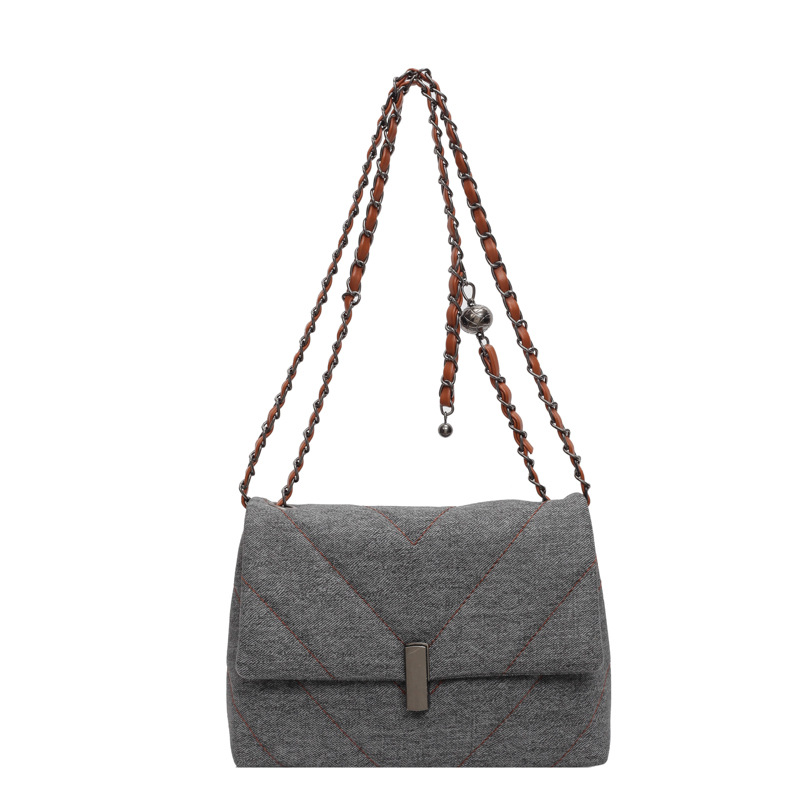 Bolso bordado simple para mujeres 2024 nuevo bolso cuadrado de cadena de estilo general, sensación de alto nivel retro viaje de hombro mochila