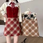 高腰新款显瘦格子半身裙