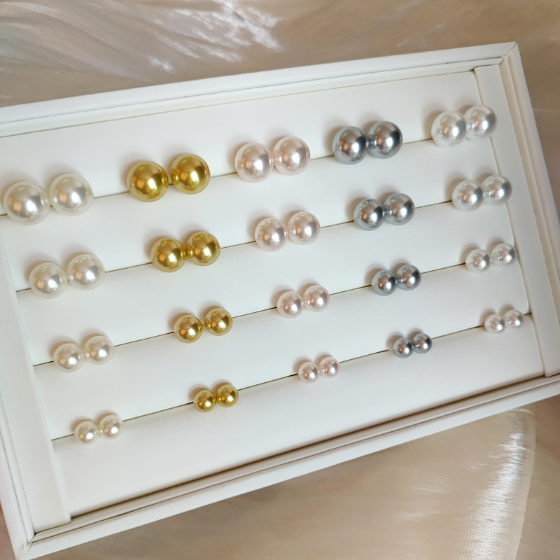 2025 Shijia Upgraded Version 925 Silver 999 Silver High-Gloss Strong Light Pearl Stud Earrings Simple Fashion Versatile Earrings Wholesale