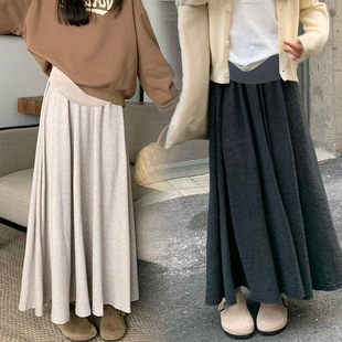 Pregnant women's skirt 2024 autumn and winter New lazy glutinous rice slimming tall Hepburn style umbrella skirt pregnant women's belly support skirt