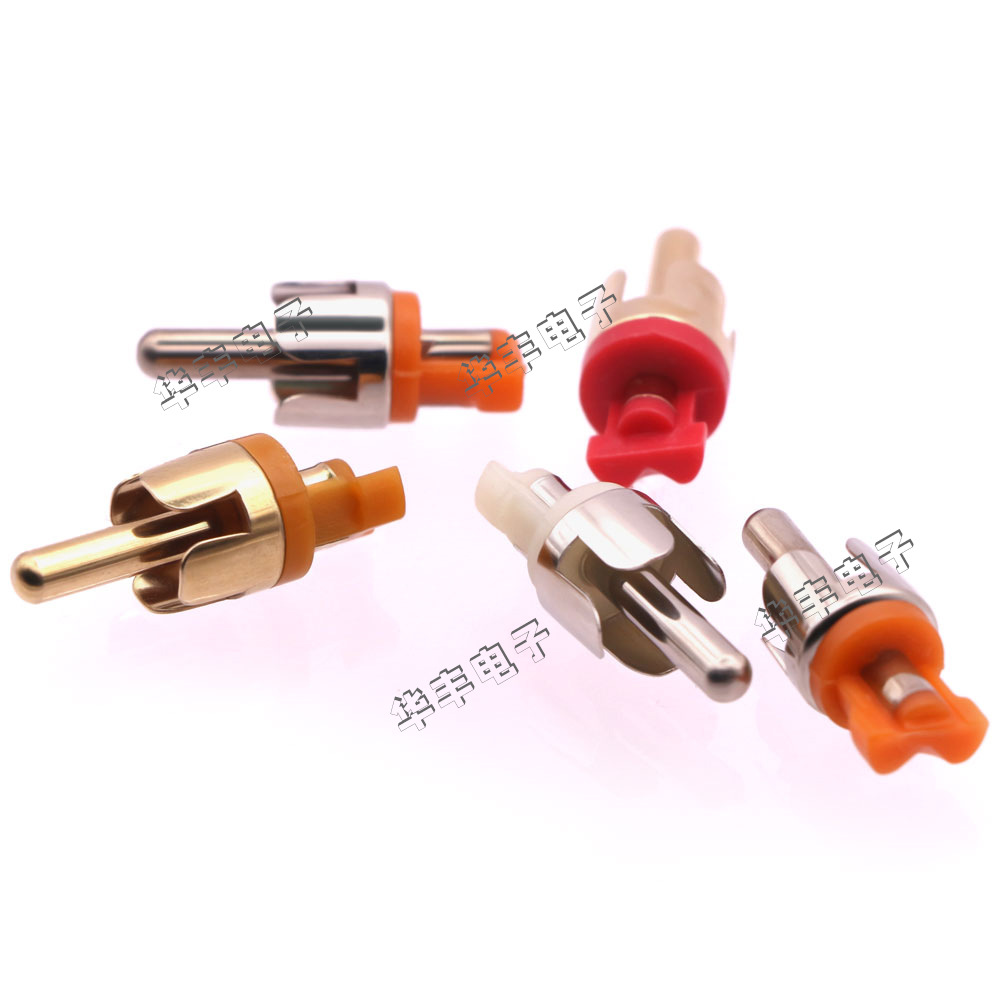 莲花镀金rca插头RCA母头母座单缝高涨力四缝平头全铜环保高弹插拔