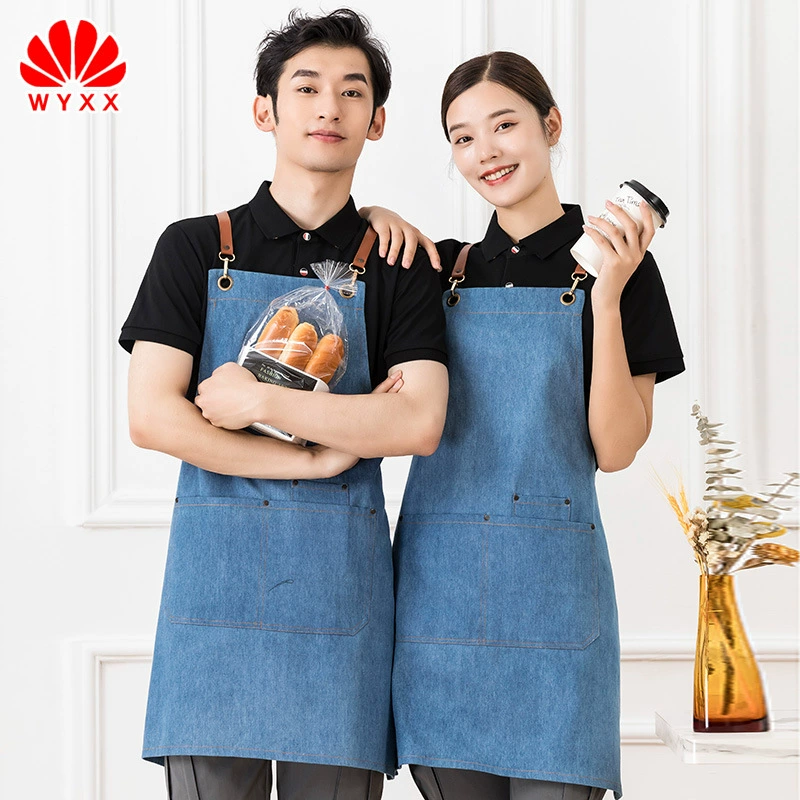 Холщовый фартук с принтом логотипа Молочный чай Цветочный магазин Ресторан Кухня Бытовая водонепроницаемая и маслостойкая рабочая одежда для мужчин и женщин