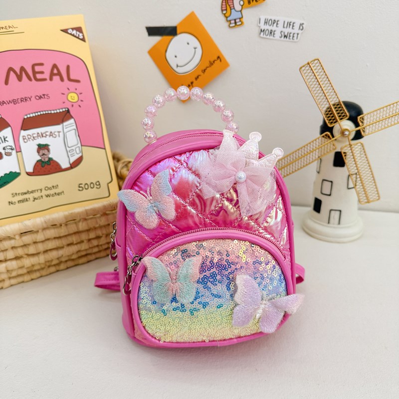 Mochila de mariposa de encaje para niños y niñas, mochila para niños, jardín de infantes, mochila para bebés, mochila de moda de sequillas para niños