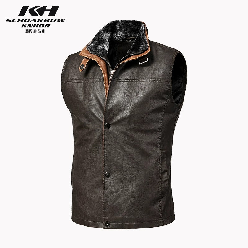 Трансграничная горячая распродажа мужская кожаная куртка ранней осени, жилет из искусственной кожи, Европейское и американское повседневное Мужское пальто в стиле ретро больших размеров, модный брендовый жилет с инструментами