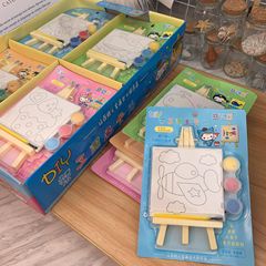 Cross-border mini DIY hand-made picture frame easel with paint and brush set DIY graffiti painting children's gift 