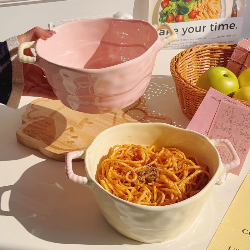 2025 New Double-Eared Soup Bowl Large-Capacity Ceramic Household Soup Bowl Large Noodle Bowl Snail Noodle Bowl Soup Basin 2025 New Double-Eared Soup Bowl Large-Capacity Ceramic Household Soup Bowl Large Noodle Bowl Snail Noodle Bowl Soup Basin