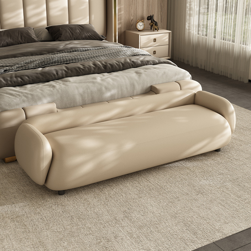 Bedside Bench for Bedroom, Modern Coat Rack, Leather Stool for Sitting, Master Bedroom Bedside Spring Bench, Minimalist Living Room Long Sofa Bench