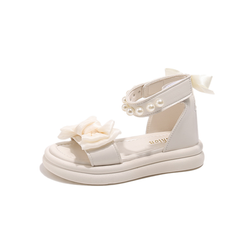 Sandalias de moda para niñas verano 2024 nuevos zapatos de princesa con lazo de perlas para niños image 6