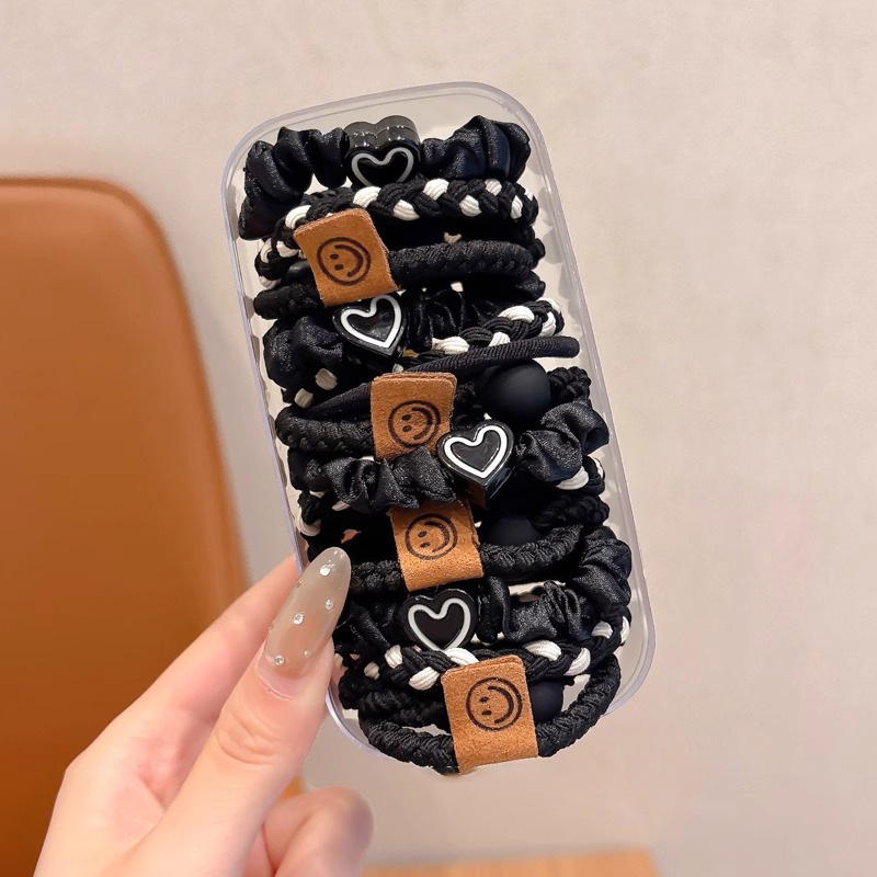 奶咖色爱心发圈女新款高弹力耐用发绳扎头发橡皮筋高马尾头绳发饰|undefined