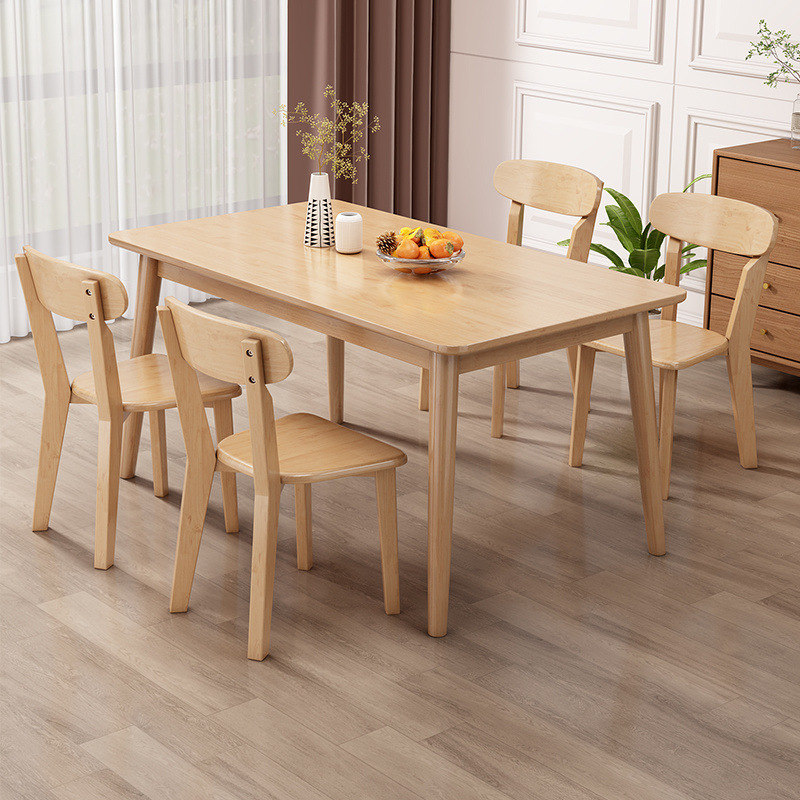 All-Solid Wood Dining Table for Rental Housing, Square Table, Natural Wood Table and Chair Set, Modern Minimalist Style, Suitable for Small Apartments All-Solid Wood Dining Table for Rental Housing, Square Table, Natural Wood Table and Chair Set, Modern Minimalist Style, Suitable for Small Apartments