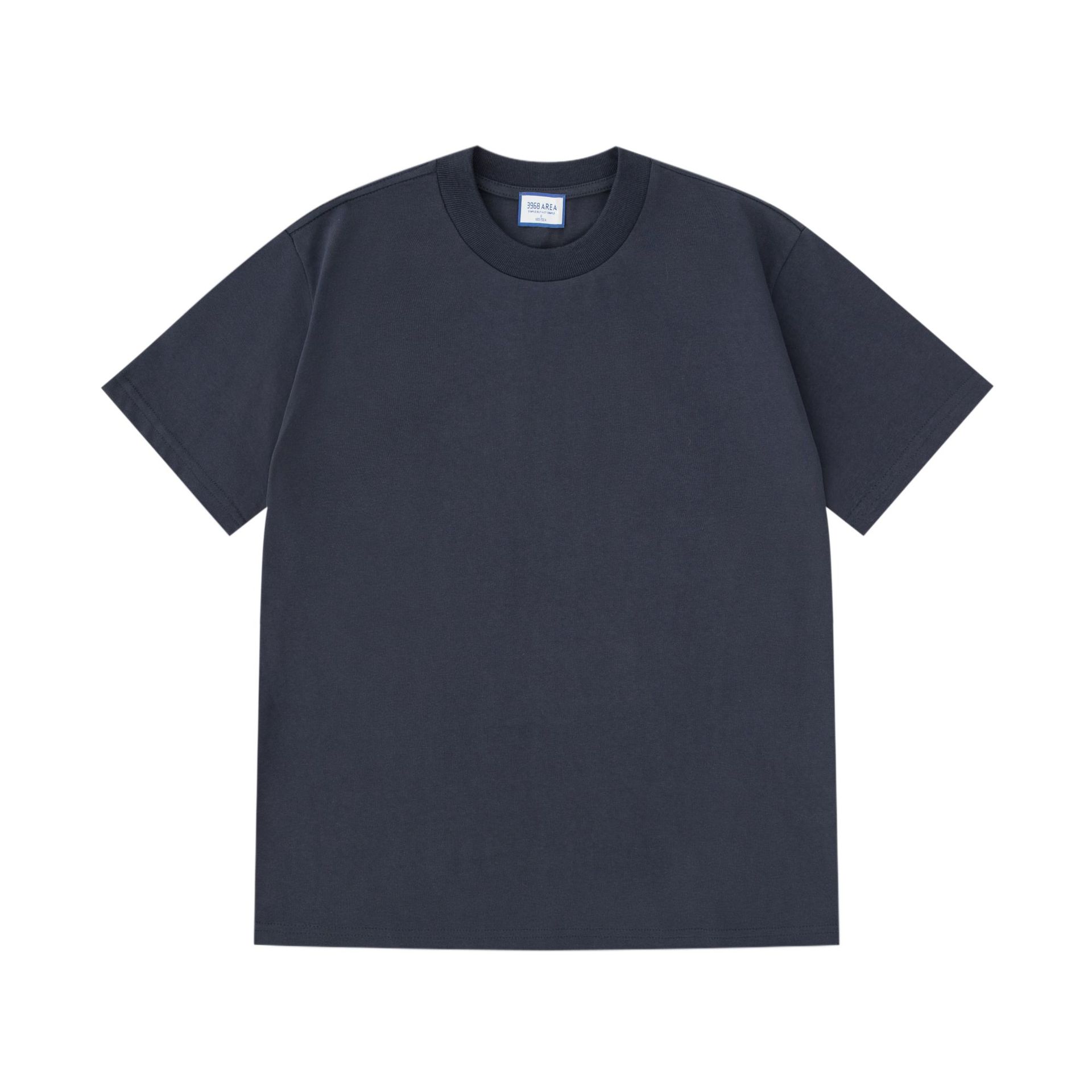 400g de algodón pesado de estilo americano pequeño escote camiseta de los hombres sueltos más tamaño de algodón de manga corta camiseta camisa de fondo