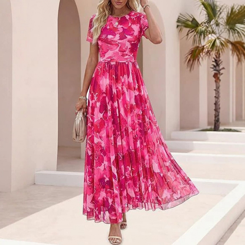 Cross-border Amazon, 2026 Summer Collection: Elegant Floral Print Midi Dress with a Formal, High-End Feel Cross-border Amazon, 2026 Summer Collection: Elegant Floral Print Midi Dress with a Formal, High-End Feel
