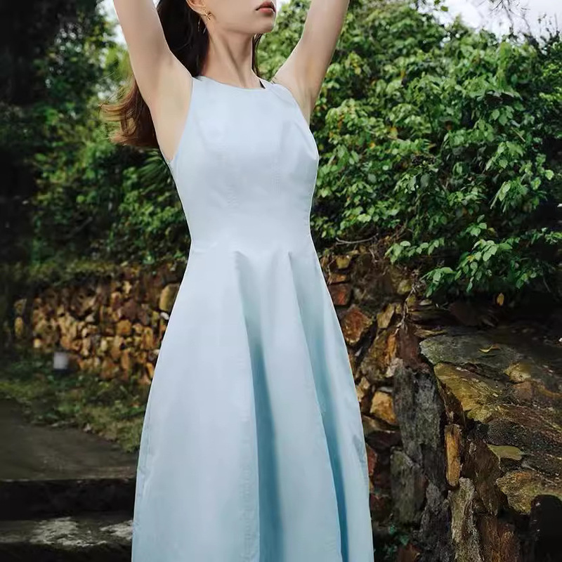 Verslann Waist Fine Dress French Elegant Waist Sleeveless Vest dress Women 2024 Summer New