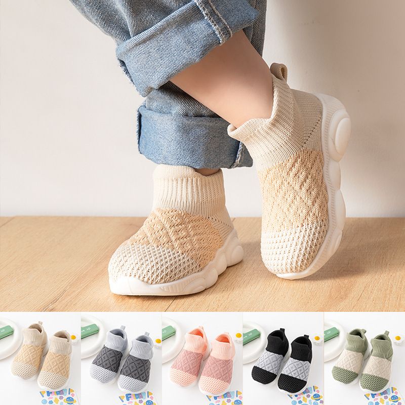 Zapatos para niños zapatos para bebés de mallas sólidas suela suave para bebés transpirables y cómodos