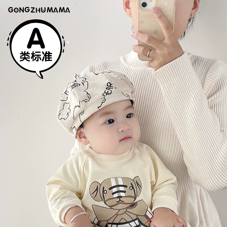 Детская шапка 2024 осенний мужской и женский детский купол случайный берет мультфильм мальчик весна и осень художник шляпа