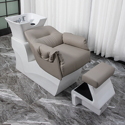 Cama de champú eléctrica, cama de lavado semi-reclinable, especial para barberías y peluquerías, silla de champú con lavabo de cerámica para belleza y peluquería image 11