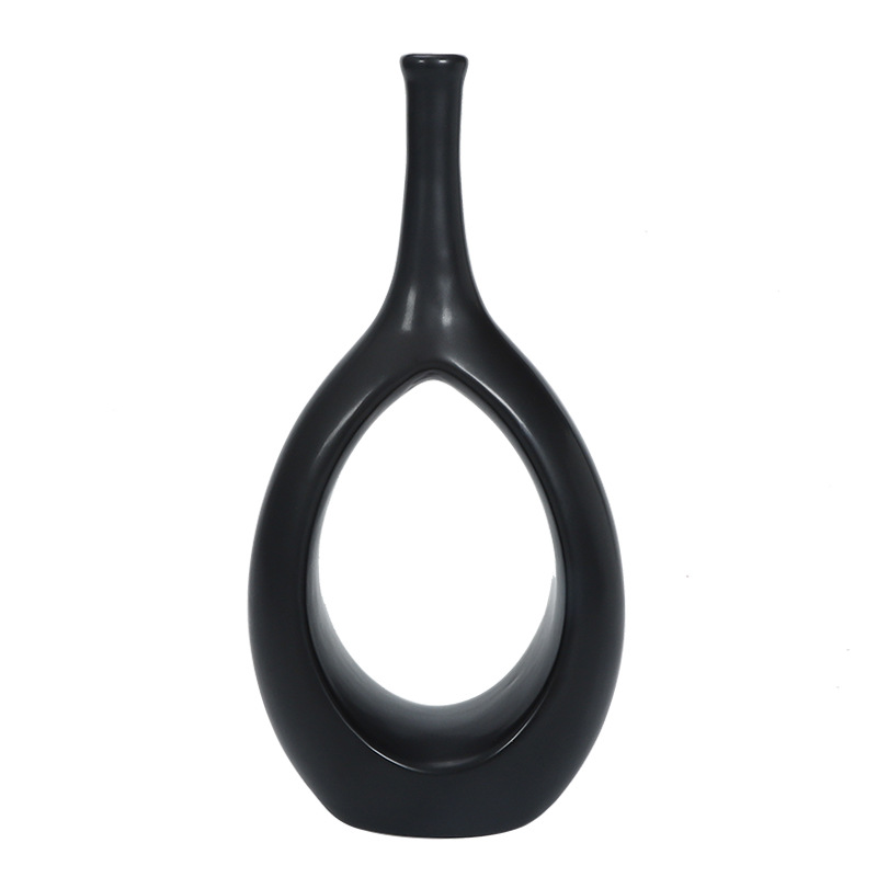 Nórdico moderno creativo florero de cerámica blanca INS estilo hogar sala de estar mesa pequeña boca seca flor titular decoración transfronteriza