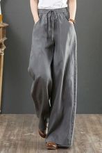 2025文艺洋气薄款女裤宽松棉麻阔腿裤高腰拖地裤直筒裤子女春秋