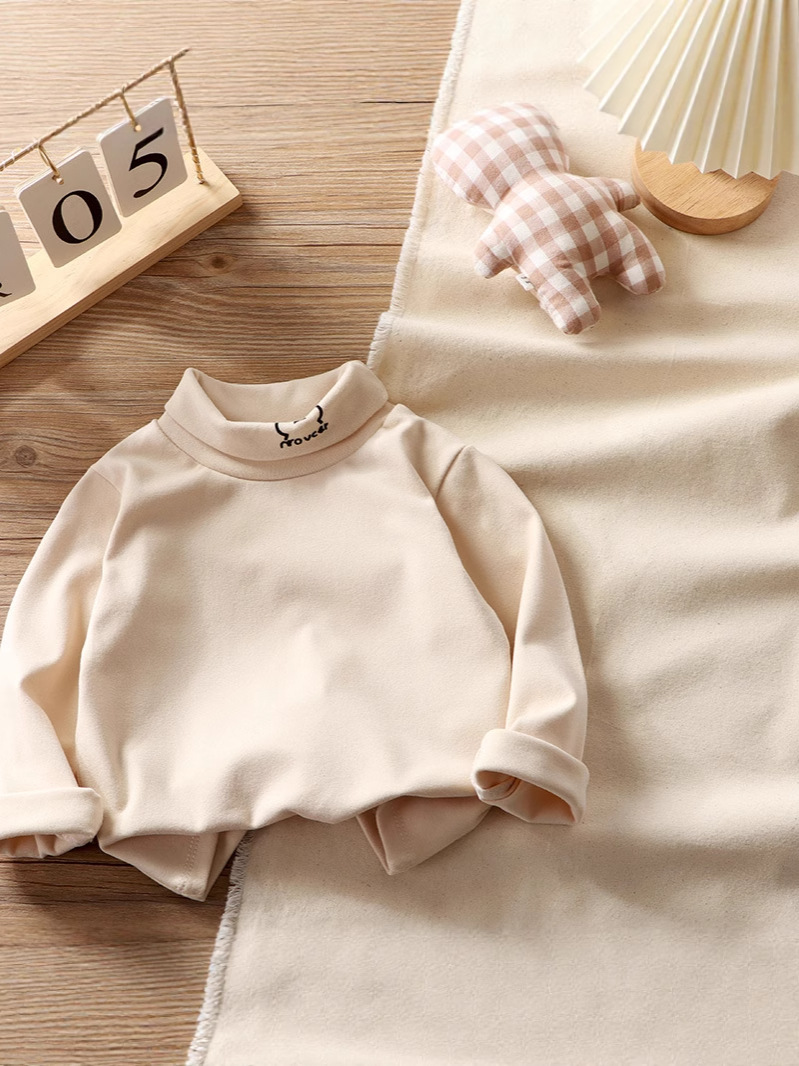 Camisetas térmicas para niños, capa base de manga larga con cuello vuelto, camisa fina de capa base, camisa de una sola pieza para niñas, otoño e invierno.