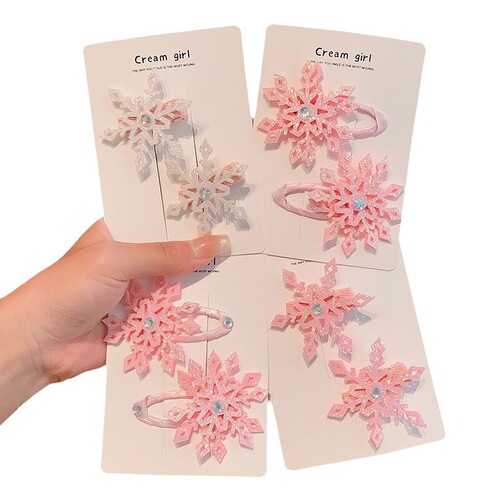 2 Pack Elsa Princess Snowflake Hair Clips Sweet and Cute Frozen Girl Child Headband Versatile for Outdoor Use Baby Hair Clips