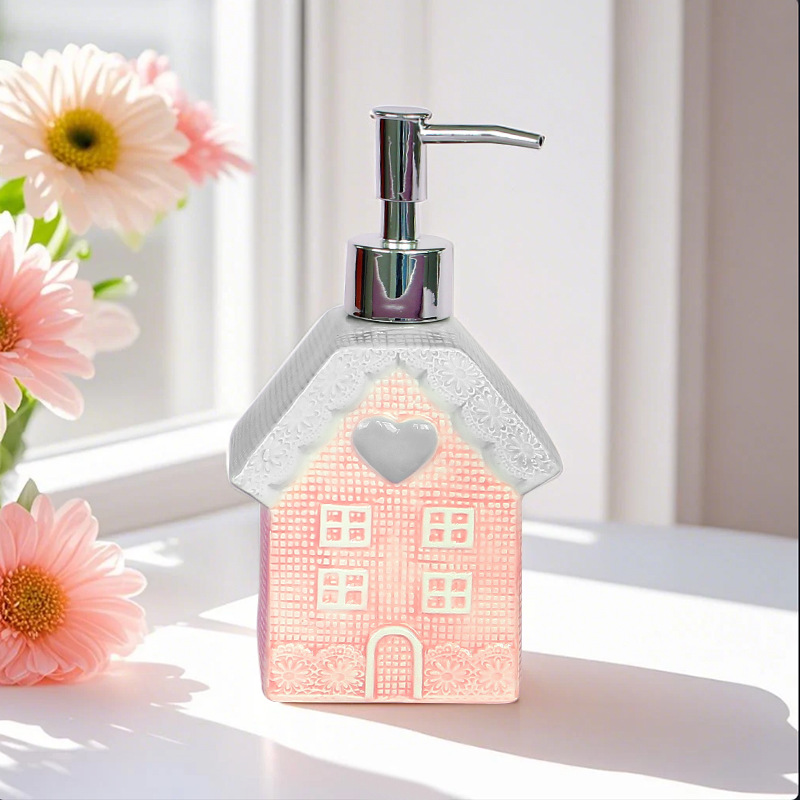 Botella de desinfectante de cerámica rosa americana creativa de artículos de higiene inwind decoración decoración botella de presión