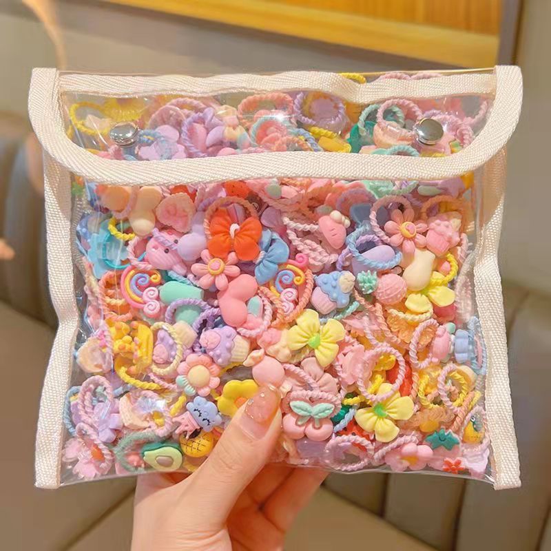 2023 Children's Cartoon Rubber Band Cute No Harm Hair Rope Small Cyber Celebrity New Ring Hair Rope Hair Rings