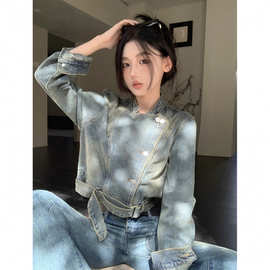美式复古牛仔外套女2025新款爆款早春秋小个子设计感别致短款上衣