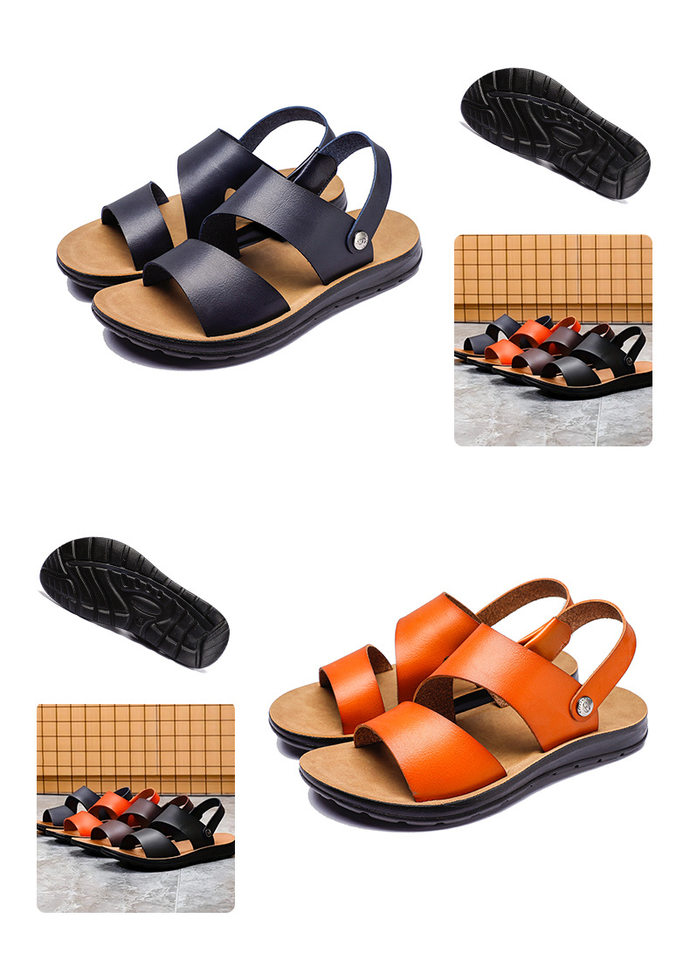 Dép sandal nam hở ngón chất liệu da PU chống trơn, quai khóa, phong cách thể thao đi biển mùa hè — Màu xanh lam, Nâu vàng, Nâu Đen, Nâu đậm chi tiết 17