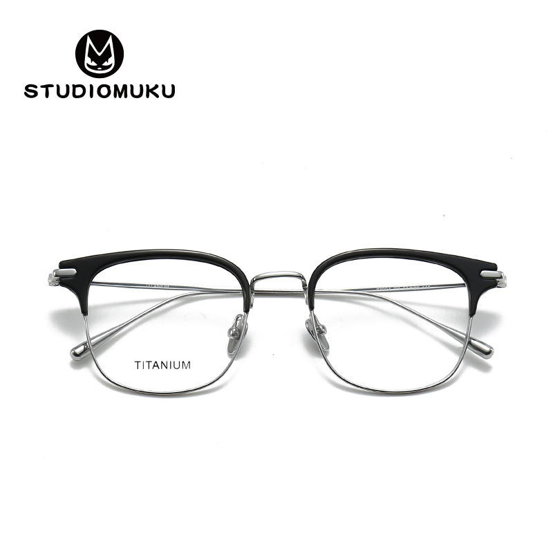 Gafas de madera STUDIOMUKU El diseño de marco de cejas a gran escala permite que la cara grande se ajuste cómodamente al marco de las gafas