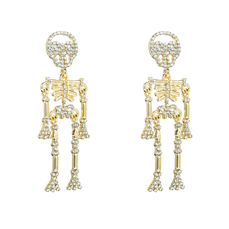 Diamond Craft Fashion Skull Diamond Alloy Artificial Gemstones Earrings